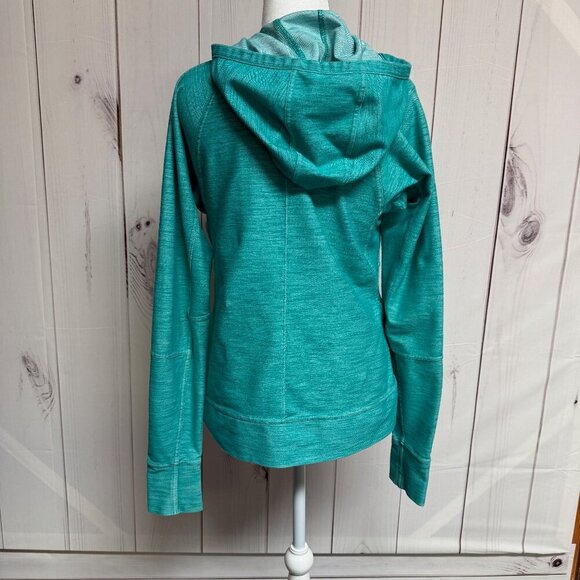 North Face Women’s Full-Zip Hooded Jacket Teal Size Medium Style A4M6 Thumbholes - Picture 2 of 11